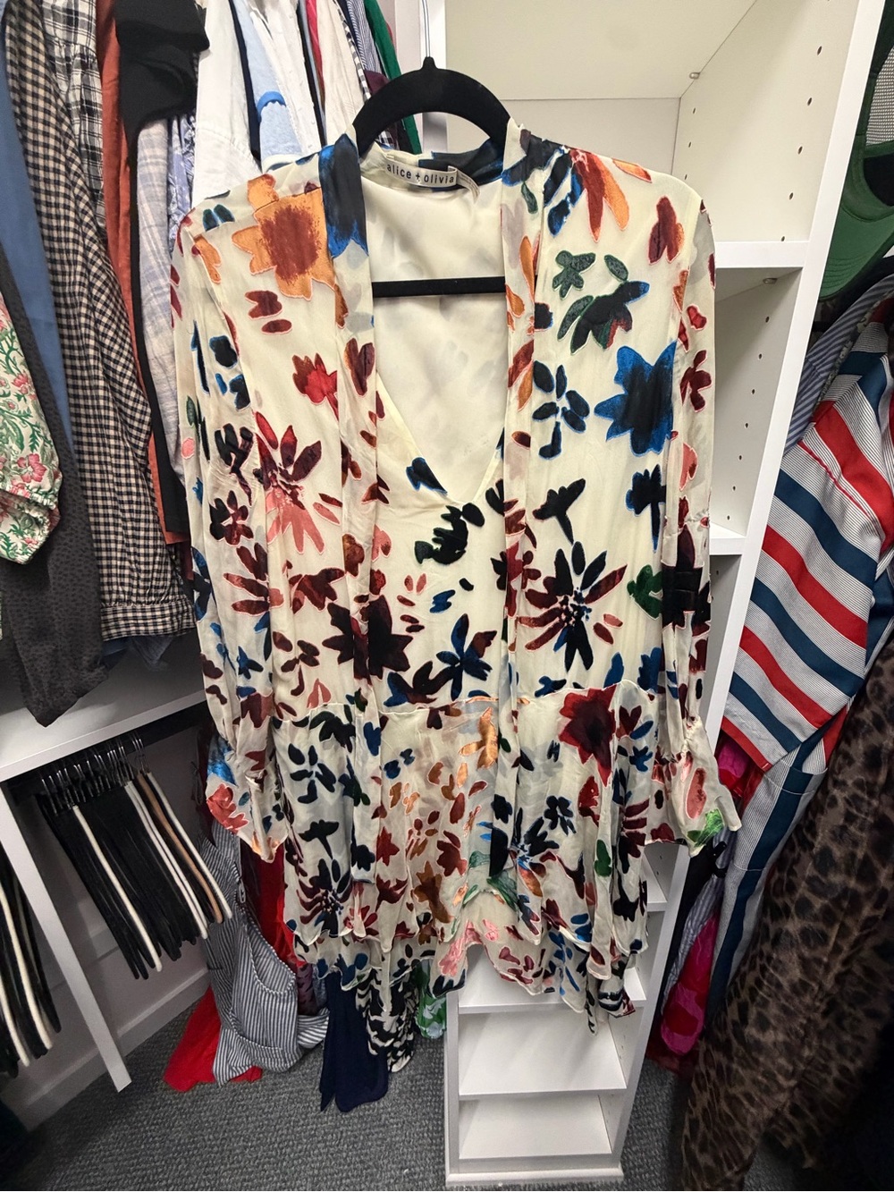 Alice + Olivia Moran Dress Prisma Floral Burnout | size L